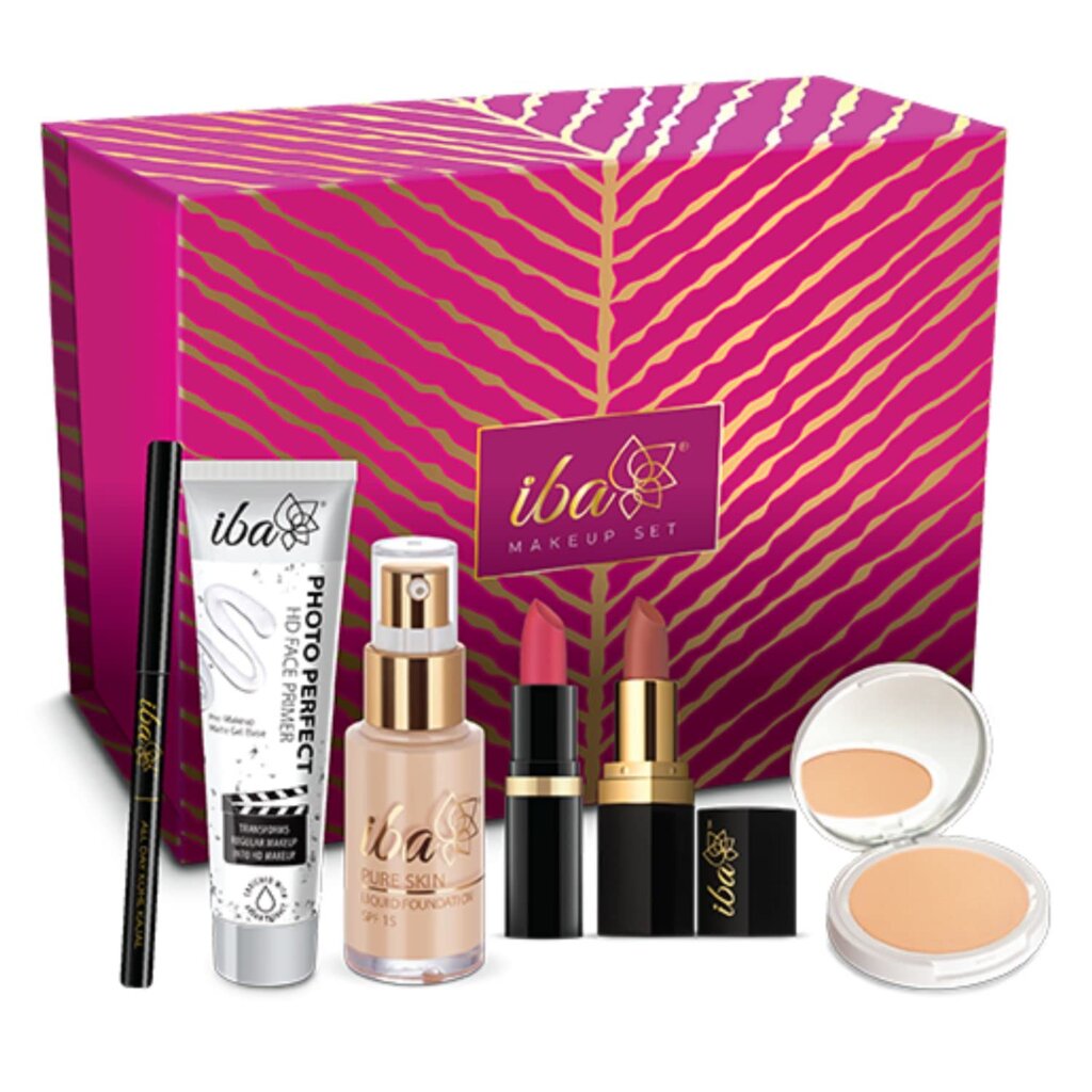 Iba Makeup Gift Set for Women (Fair) | Foundation, Compact, Primer, Lipsticks, Kajal | Long Lasting | Full Coverage | Bridal Makeup Kit for Women