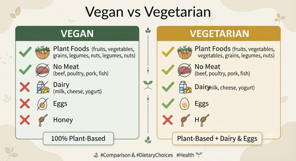 vegan vs vegetarian difference in Hindi