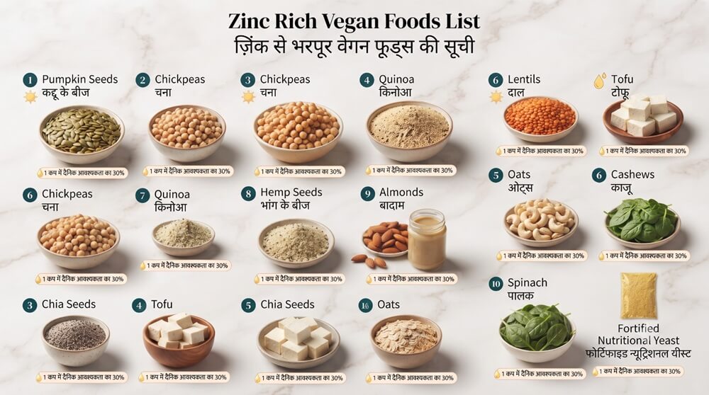 Zinc Rich Vegan Foods in Hindi | वेगन डाइट में जिंक कैसे बढ़ाएं?